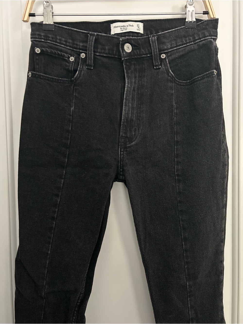 Abercrombie Black High Rise Split Hem Skinny Jeans - Picture 5 of 8